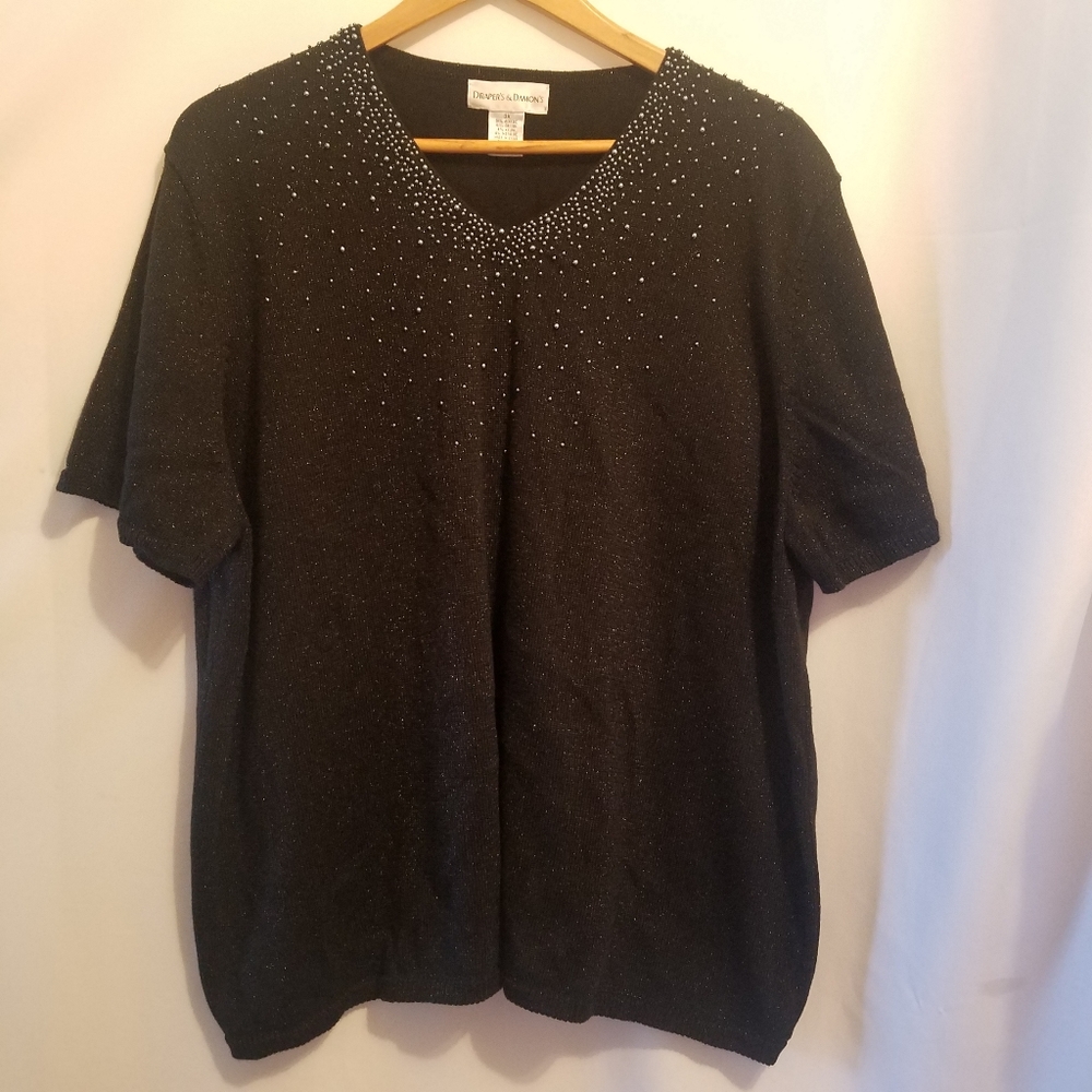 DRAPER'S & DAMON'S BLACK SHIMMER SWEATER T…